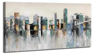 Abstraktes Leinwandgemälde, handgemalt, 120x60 cm