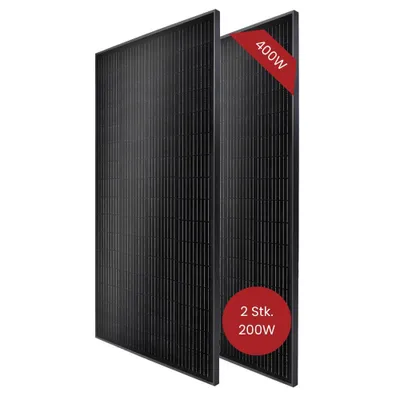 Produktbild von 400 Watt (2×200W) Mono Schwarz PV TOPCon Modul für Wohnmobil Camping Häuser RV Boot (0% MWST)