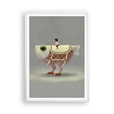 Produktbild von Gerahmtes Poster - Weißer Rahmen - Surreal Fisch Kind - 70x100 cm - Wand Bild - Wanddeko - Wandbilder - Kunstposter - Wandposter - Bilderrahmen - Bilder - Kunstdruck - P2WPA70x100-4897