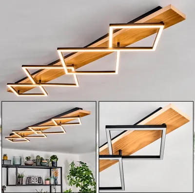 Produktbild von Palermo Deckenlampe aus Metall/Holz/Kunststoff in Naturfarben/Schwarz/Weiß