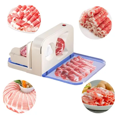 Produktbild von Multifunktionale elektrische Schneidemaschine, verstellbar 1-15 mm, BPA-frei, faltbar, mit Sicherheitsschalter, für Brot, Schinken, Wurst und Käse