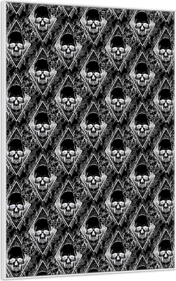 Produktbild von Wallario Wandbild Totenkopf-Muster, Größe: 61 x 91,50 cm, Poster mit weißem Aluminiumrahmen