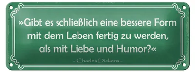 Produktbild von Blechschild Spruch 27x10cm mit Leben fertig werden mit Liebe und Humor