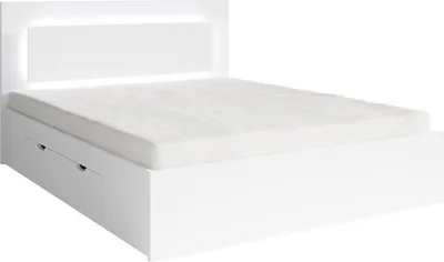 Image de Lit NOFI 140 x 200 cm avec sommier et 2 tiroirs de rangement - blanc