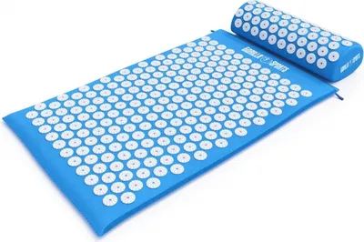 Produktbild von GORILLA SPORTS® Akupressurmatte - mit ergonomische Kissen und Tragetasche, 68 x 42 x 2.5 cm, Waschbar, aus Baumwolle, Blau - Massagematte, Nagelmatte, Akupunkturmatte, Shaktimat