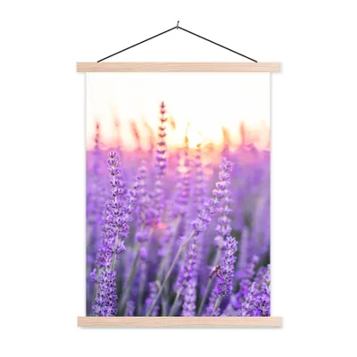 Produktbild von MuchoWow® Textilposter Lavendel - Nahaufnahme - Lila - Blumen 60x80 cm mit holzfarbenen Rahmen - Wandbild