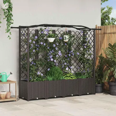 Obrázok produktu pre Maison Exclusive – Vyvýšený záhon s opornou mriežkou a strechou, hnedý, 204 x 40 x 138 cm, PP