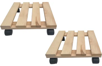 Produktbild von 2x Rolluntersetzer eckig Pflanzenroller 30x30 cm - max. 120 kg Traglast - aus Buchenholz - Stabil & robust - Für Pflanztöpfe, Möbel & schwere Gegenstände
