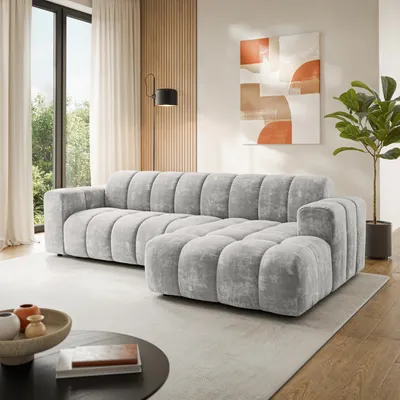 Produktbild von Masseno Ecksofa SETIA LM R-S mit L-Form, Sofa, Wohnzimmersofa, Couch, Soffa, Couchgarnitur - Hellgrau, LUMO 65