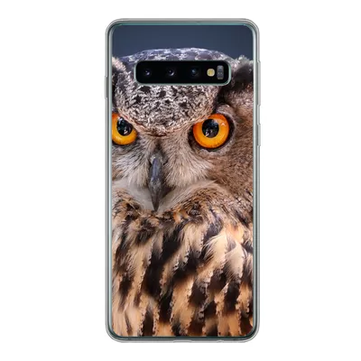 Produktbild von MuchoWow® Handyhülle Schutzhülle Hülle für Samsung Galaxy S10 Eine Nahaufnahme einer braunen Eule Silikon Softcase Handy Hülle - Handytasche