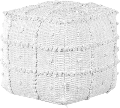 Produktbild von BELIANI Pouf Weiß aus Baumwolle 40 x 40 x 40 cm Quadratisch mit Muster Boho Sitzkissen Bodenkissen für Wohnzimmer Kinderzimmer Flur