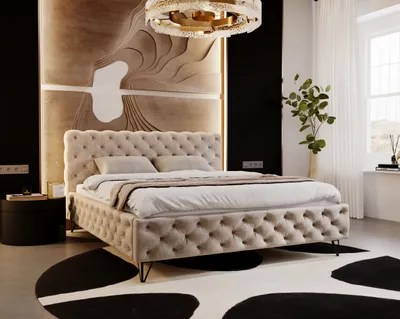 Produktbild von ADIDAR Polsterbett Sandra 180x200cm – Holzrahmen, Lattenrost, Stauraum, Beige Paros 2 – Komfort, Haltbarkeit, Hauslieferung