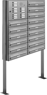 Produktbild von 15er Edelstahl Briefkasten Standanlage Freistehend mit Klingel