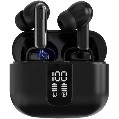 Image de Strex Écouteurs sans fil - Réduction active du bruit - Affichage LED - Écouteurs Bluetooth - Écouteurs sans fil - Bluetooth 5.3 - Noir