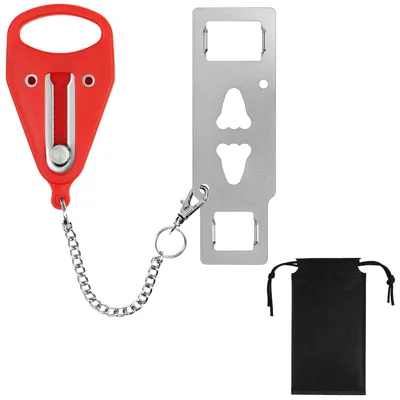 Productafbeelding van Deurstopper met inbraakbeveiliging – Verstelbare dubbele beveiliging voor deuren, geschikt voor thuis, hotels en reizen – Inbraakpreventie (rood)