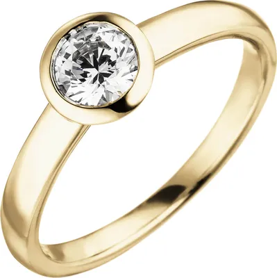 Produktbild von Solitär Ring aus 585 Gold Gelbgold Diamant Brillant 0,50 ct. W-SI Zargenfassung Innenumfang 58mm  Ø18.5mm