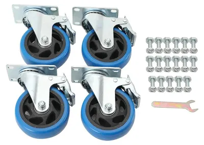Produktbild von Möbelrollen - Lenkrollen 100 mm - Mit Bremse - Universal - 4er Set - Für Plattformwagen und Möbel