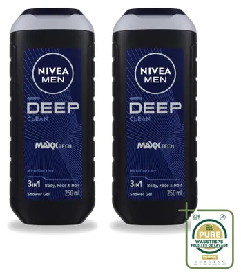 Produktbild von 2 x Nivea Men Douchegel Deep Clean - 250 ml - Vorratspackung - 2 Stücke