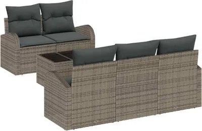 Image de Ensemble de canapés de jardin vidaXL, gris, 55 x 55 x 37 cm, en rotin synthétique