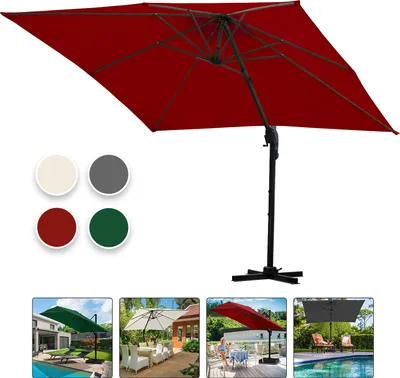 Immagine prodotto di Hengda 3M ombrellone quadrato con manovella, UV50+ LED rosso