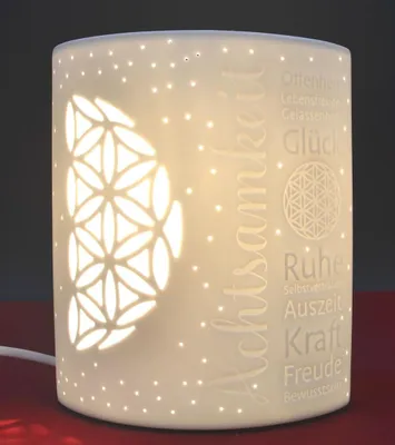 Produktbild von Porzellan-Lampe Ellipse "Achtsamkeit" weiß ca.20 x 17 x 10 cm (H/B/T)