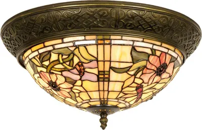 Produktbild von Clayre & Eef Deckenlampe Tiffany Ø 38x19 cm Beige Rosa Glas Blumen