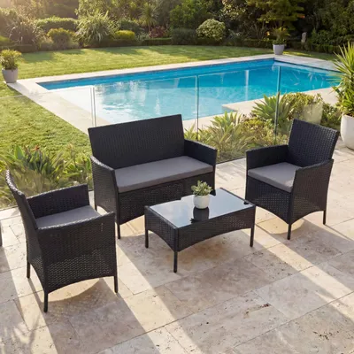 Obrázek produktu pro 2-1-1 Polyratanová zahradní souprava Halden, Sedací souprava Lounge Set Sofa  antracit, polštáře antracit