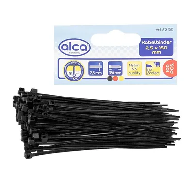 Obrázok produktu pre 100xALCA káblové pásky 613150 150mm 2,5mm nylon