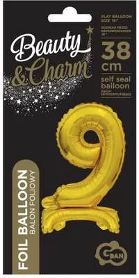 Produktbild von Balon foliowy cyfra 9 złoty 38 cm