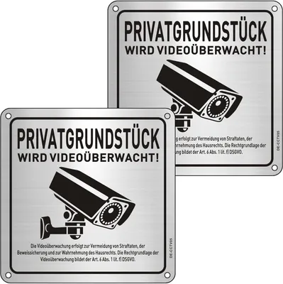 Immagine prodotto di Segnaletica adesiva in alluminio per videosorveglianza, 15 x 15 cm, autoadesiva, per uso esterno