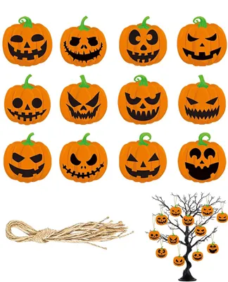 Halloween Hängedekoration 12er Set mit Jutetau, unzerbrechlich