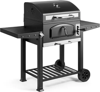 Productafbeelding van Houtskoolbarbecue XL met grillrooster en smokerfunctie, draagbaar, met warmhoudrooster en opklapbare zijtafels