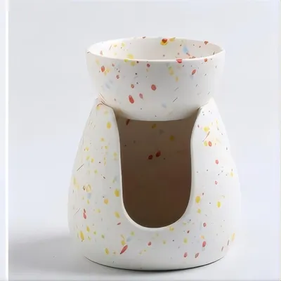 Productafbeelding van Aromalamp theelichthouder van keramiek, geurlamp met kleurpunten