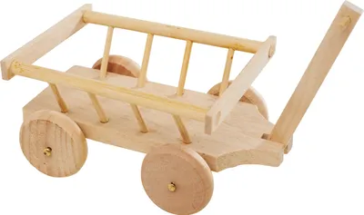 Produktbild von VBS Holz Leiterwagen 6 cm breit 15 cm lang Miniaturwagen Deko Accessoire