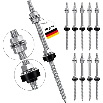 Stockschrauben M10 x 200 mm, Edelstahl, 10 Stück