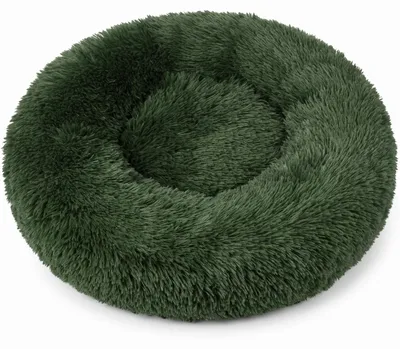 Zdjęcie produktu dla IvoQ Fluffy donut legowisko dla psa Ø 100 cm – miękkie legowisko dla psa – ciemnozielone, Obraz wygenerowany przez AI