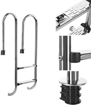Obrázek produktu pro Bc-elec - PL002 Bazénový žebřík se 2 příčkami z nerezové oceli 304SS, 133 cm, bazénové schody se 2 stupni.