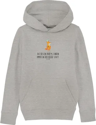 Produktbild von Mr. & Mrs. Panda Kinderpullover Fuchs Koch 12-14 Jahre (152/164) - Heather Grey - Geschenk, Hoodie, Hungrig, Bäcker, Kinderbekleidung, Kapuzenpulli, Sweatshirt, Pullover