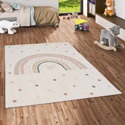 Produktbild von Kinder Teppich Happy Kids Rainbow Creme, Größe:80x150 cm