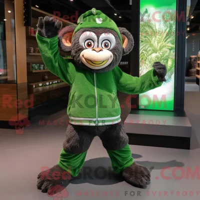 Produktbild von Waldgrüner REDBROKOLY Affe Maskottchen Kostüm Charakter gekleidet mit Leggings und Beanies