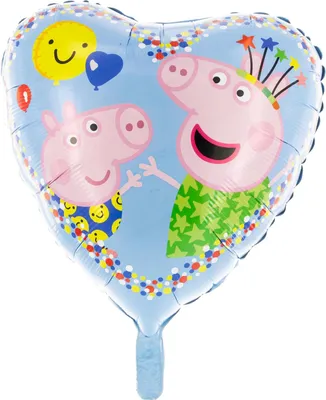 Produktbild von Peppa Wutz Folienballon Herz Ø45cm Peppa Pig und George Ballon für Kinder Party