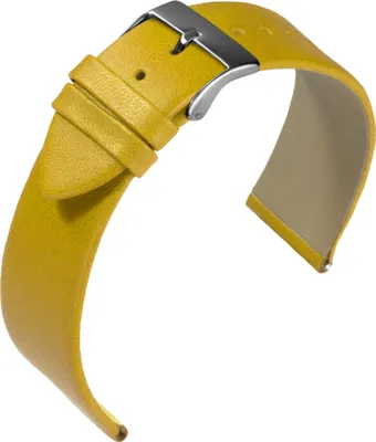 Produktbild von EULIT Uhrenarmband | Nappaleder gelb ohne Naht | Dornschließe, Stegbreite:12mm, Schließe:Silbern