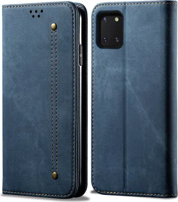Produktbild von Galaxy Note10 Lite Hülle, LaimTop Denim Leder Brieftasche Magnetverschluss Flip Bookstyle Schutzhülle mit Standfunktion für Samsung Galaxy Note10 Lite Samsung Galaxy Note10 Lite Blau