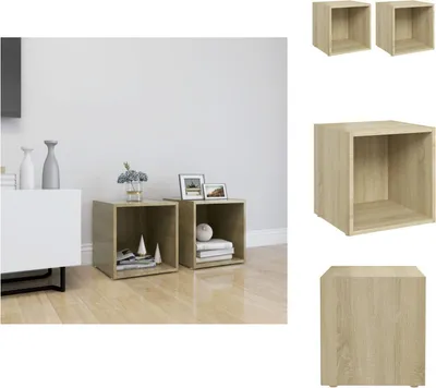 Produktbild von vidaXL TV-Schränke 2 Stk. Sonoma-Eiche 37x35x37 cm Holzwerkstoff -  TV-Möbel