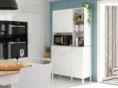 Image de Abbaio - Buffet, 108x40x186h cm Blanc, un Tiroir