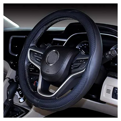 Produktbild von Mikrofaser Leder Auto Lenkradbezug 15 Zoll (Schwarz)