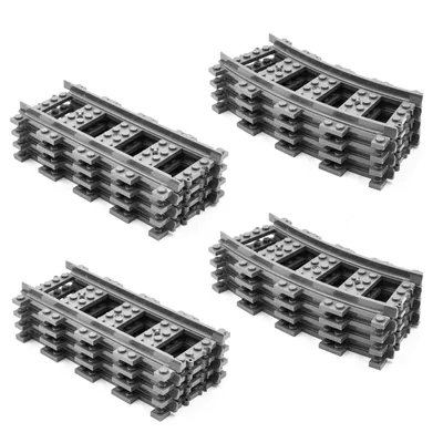 Zdjęcie produktu dla 8 prostych i 8 zakrzywionych szyn LEGO