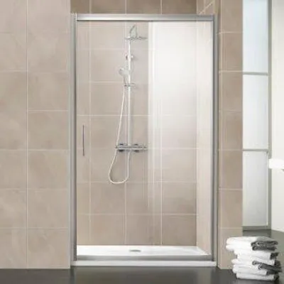 Produktbild von HSK 135120-8-540 Favorit Schiebetür 2-teilig Nische mit Bodenprofil 1200x1850mm Manhattan Chinchilla Edelglasbeschichtung