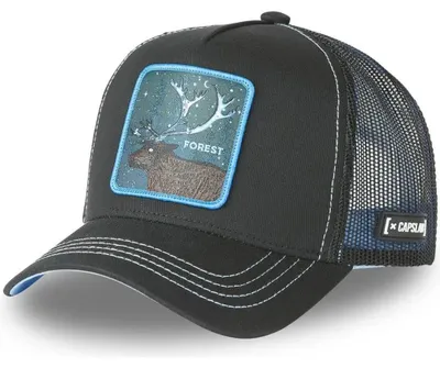 Imagen del producto de Gorra estilo camionero Capslab Wald CAS2 FOR1, color negro, diseño de ciervo, visera curvada