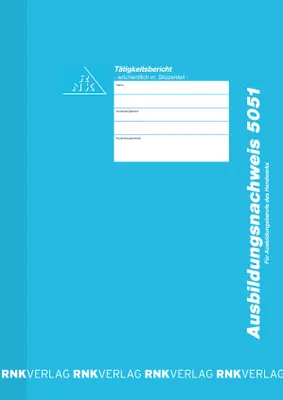 Produktbild von RNK Verlag Ausbildungsnachweis Heft wöchentlich DIN A4